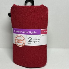 Toddler Girls Tights 6-18M Cotton Tights 2 pair Red And Green NWT