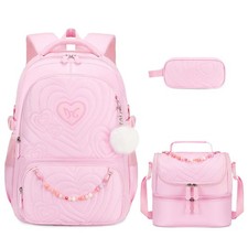 Pink Quilted Backpack for Girls 17.71 x 12.60 x 8.26 Inch