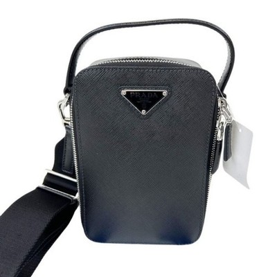 PRADA Triangle logo Shoulder Bag 2VH067 Black Saffiano Unisex