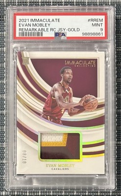 Evan Mobley 2022 Panini Immaculate Rookie Remarkable Jersey Patch Gold /10 PSA 9