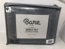 Bare Home Cal King Sheet Set Grey 4 Piece Set 1800 Ultra-Soft Microfiber