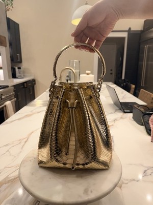 Jimmy Choo Bucket Bon Bon Detachable Strap Gold Python BNEW without tag