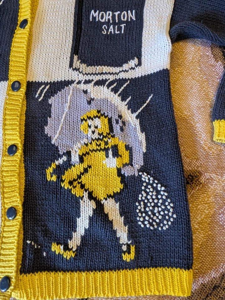 Vintage Eagle's Eye Morton Salt Girl Hand Knit Cardigan Sweater Size Large Vtg - Image 4 of 4