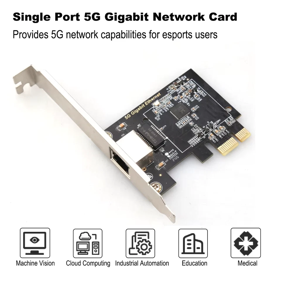 5G PCI-E To RJ45 Network Card Gigabit Ethernet Dual Ports 100/1000/2500/5000M PC - Image 3 of 4