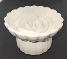 Ceramic Raised Cat Food Bowl Solid White Pedestal Slow Feeder