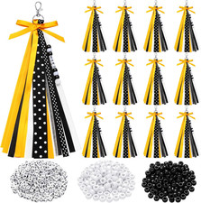 12 Pcs Cheer Keychains Cheerleader Gifts for Team Personalized DIY Bead Ribbon K