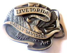 HARLEY DAVIDSON LIVE TO RIDE TO LIVE EAGLE FINE PEWTER LARGE BELT BUCKLE