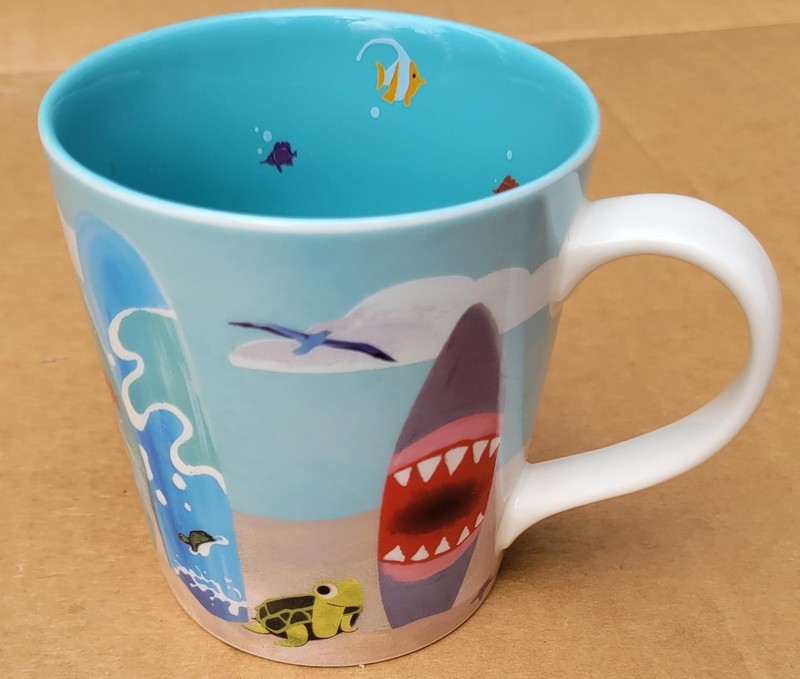 Starbucks Hawaii Surfboards Shark Turtle Fish Shells 12 oz Coffee Tea Cup Mug VG