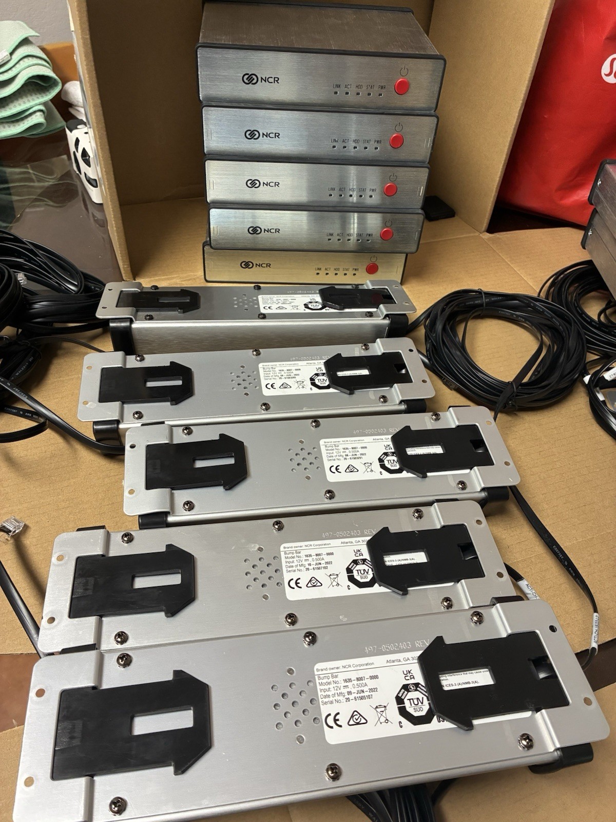 NCR Lot Of 5 Controller 1924-0022-8801 With 5 Bump Bar 1635-8007-000.