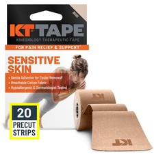 KT Tape Gentle Kinesiology Athletic Tape, Beige, 20 Count, 10" Precut Strips