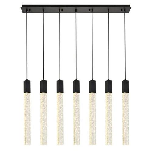 Elegant Lighting Weston 7-Lights Modern Metal and Crystal Pendant in Black - Picture 1 of 8