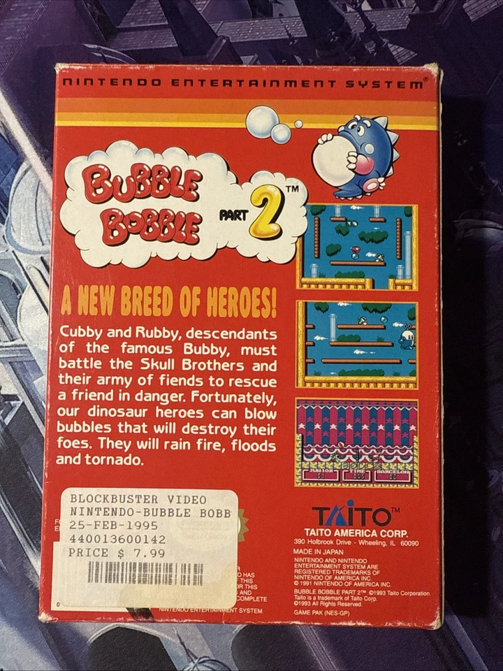 Bubble Bobble Part Two (NES, 1993, TAITO)  - Cleaned & Tested - Image 4 of 4