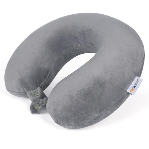 Travel Pillows for Sleeping Airplane 100% Pure Memory Foam Neck Pillow Grey - Foto 1 di 6