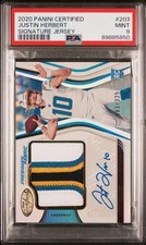 2020 Panini Certified Signature Jersey JUSTIN HERBERT PSA 9 #083/225 4 Color JC