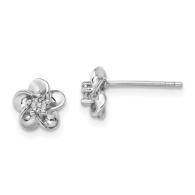 Ohrstecker Sterlingsilber rhodiniert Rundschliff Diamant Blume