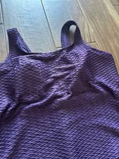 LANDS END Womens 24W One Piece Swimsuit Purple Textured Built in Bra Bathing