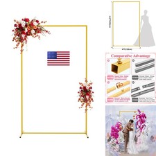 Asee'm 6.6FT x 4FT Gold Wedding Arch Backdrop Stand Square Metal