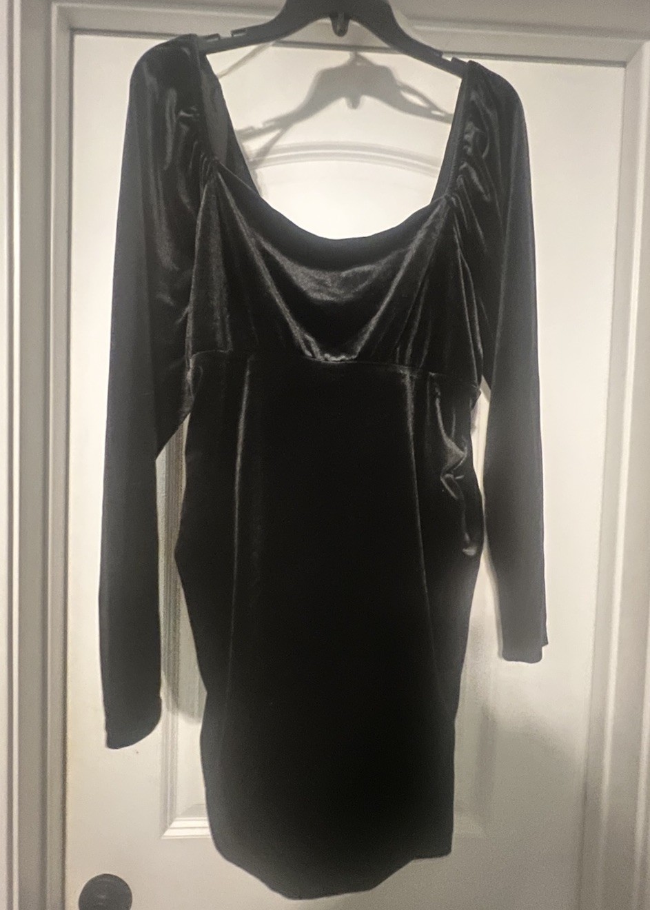 Wild Fable Dress Women XL Black Short Square Neck Long Sleeve Velvet NWOT