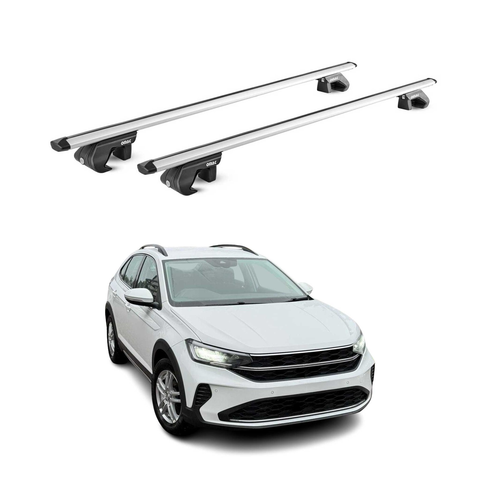 Barres de toit transversales alu gris 2 pièces pour VW Taigo SUV