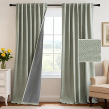 100 Blackout Curtains Back Tab Full Light Blocking Curtain Draperies with Gray