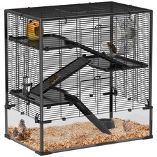 PawHut 4-Tier Hamster Cage w/ Deep Tempered Glass Bottom, 78.5 x 48.5 x 80cm