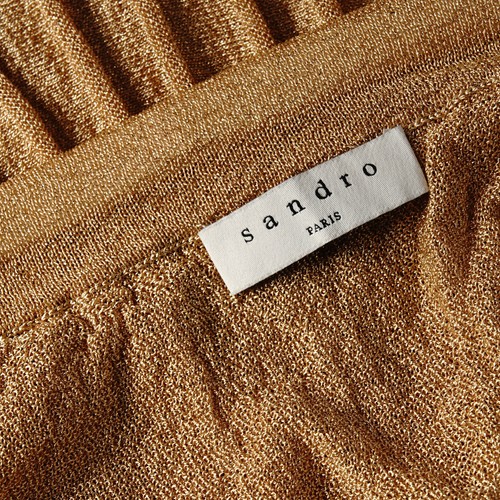 Sandro Paris Women's Skirt Size 3 / L Midi Pleated Shimmer J30316E - Picture 5 of 10