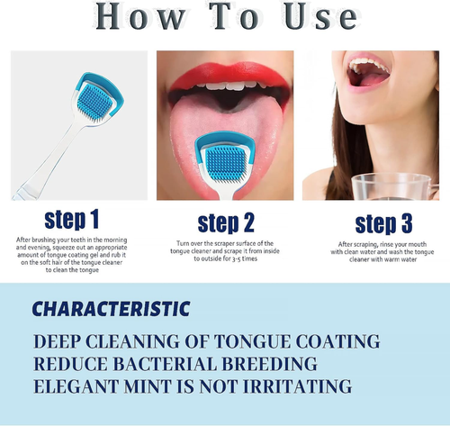 Tongue Cleaner Gel with Tongue Brush, Tongue Cleaner for Reduce Bad Breath, Tong - Picture 3 of 7