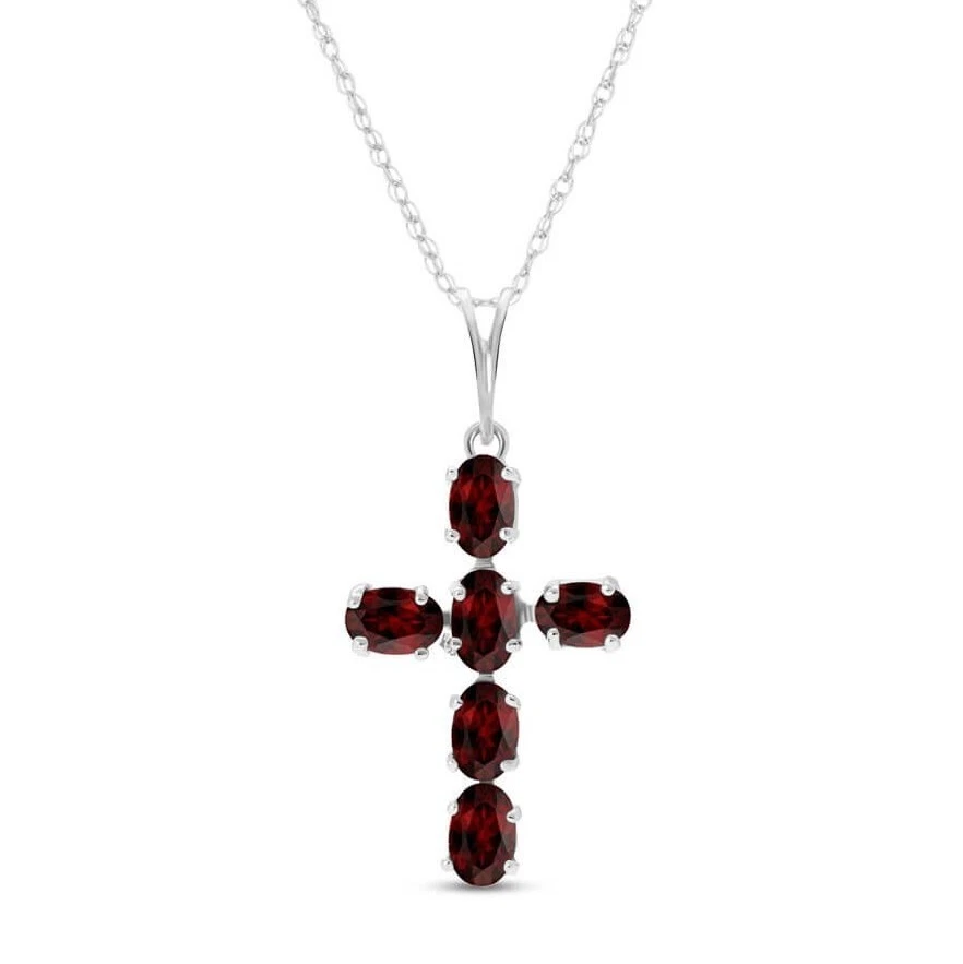 14K. CRUZ DE ORO MACIZO CON GRANATES NATURALES Foto 2 de 4