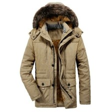 Uomo Cotone Imbottito Parka Cappotti Cappuccio Piumino Giacche Oversize Inverno