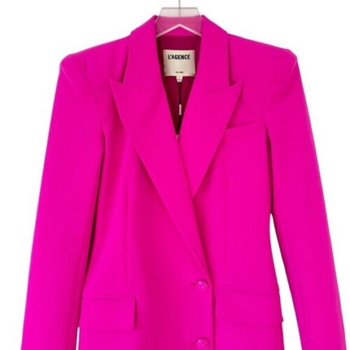 NWT L'Agence Marlee Rhodamine Hot Pink Blazer Double Breasted Dress Size 0 - Picture 4 of 13