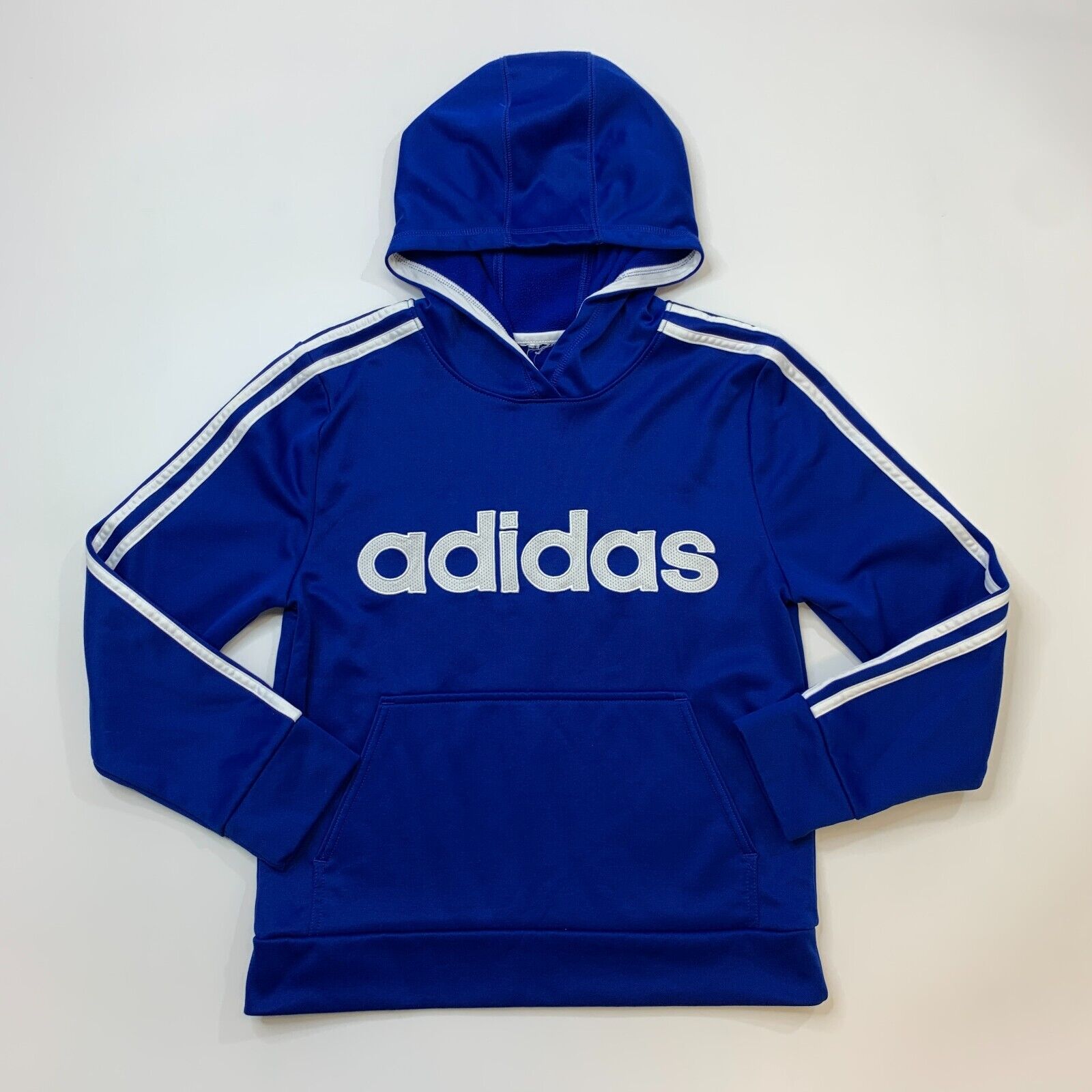 Giftig andere geest Adidas Sweatshirt Boys Youth S Small Blue White 3 Stripes Embroidered Hoodie  | eBay