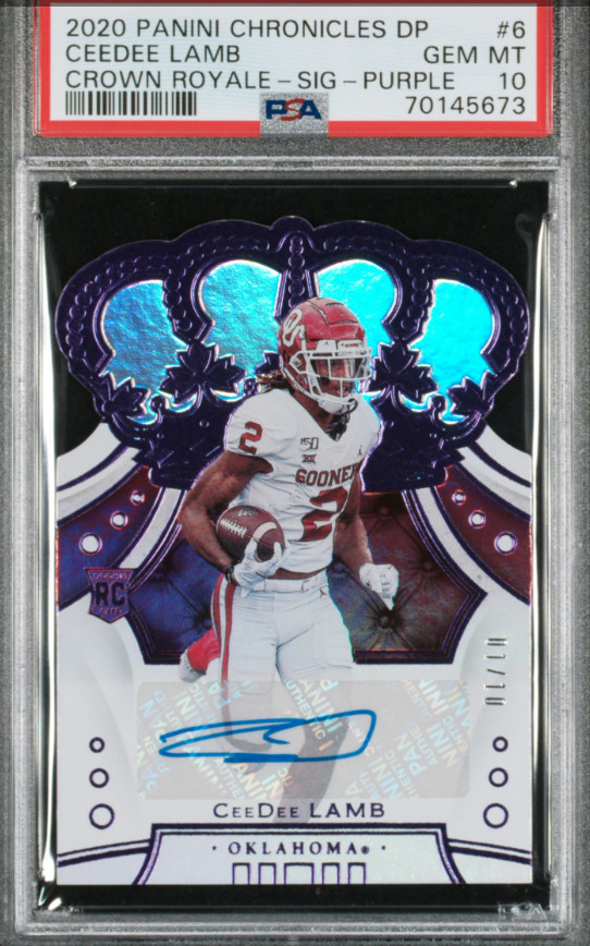CeeDee Lamb Panini Chronicles Draft Picks Crown Royale #6 Signature-Purple