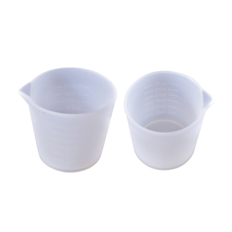 2-Pack Flexible Silicone Measuring Cups for Resin and Jewelry Crafting