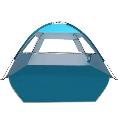 COMMOUDS Beach Tent Sun Shade 3/4-5/6-7/8-10 Person, UPF 50+ Sandbox Blue