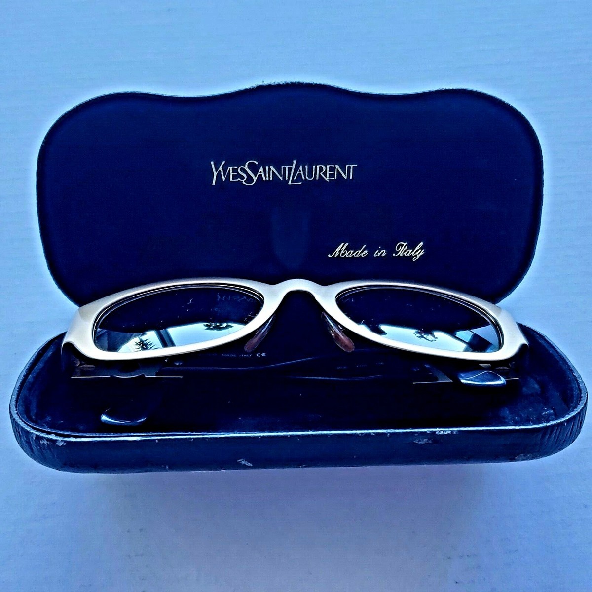 YVES SAINT LAURENT RARE YSL GOLD OVAL FRAME WRAP SUNGLASSES MADE
