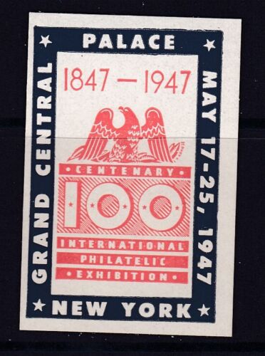 MNH 1947 INTERNATIONAL PHILATELIC EXHIBITION GRAND CENTRAL STA. NEW YORK LABEL - Imagen 1 de 2