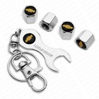 4pcs Hex Chevy Sport Car Tire Wheel Air Stem Dust Valve Caps Cover + Keychain