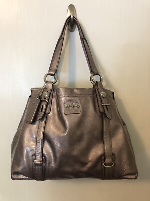 EUC COACH Mia Purple Patent Leather Satchel Handbag Tote