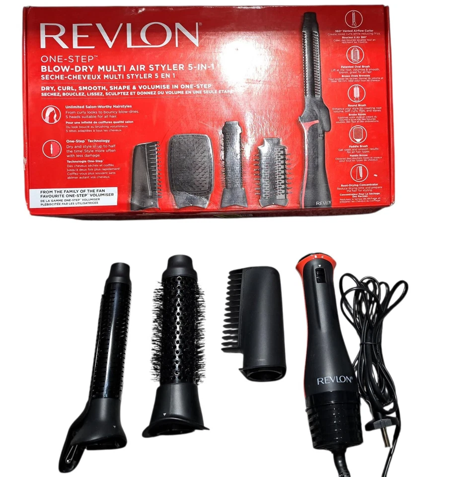 REVLON 5 in 1 One Step TM Haartrockner Multi Styler abnehmbare Köpfe Curling ✅