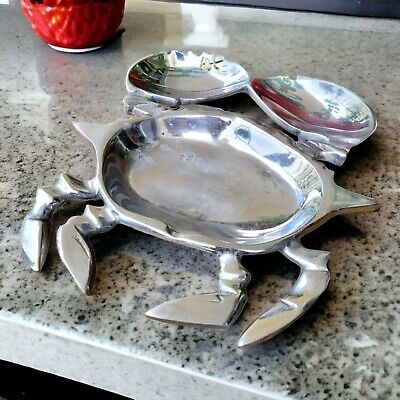 Vtg Wilton Armetale Crab Divided Silver Serving Dish Platter Tray Nautical  11
