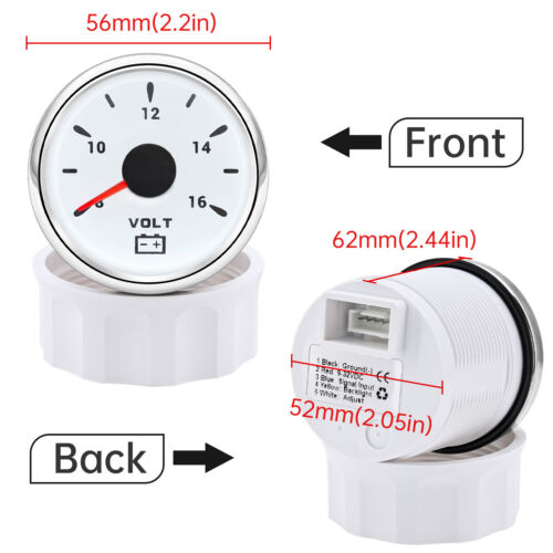 52mm 7 Color LED Volt Voltmeter Voltage Gauge Meter 8-16V for Car Boat Truck - Picture 13 of 17