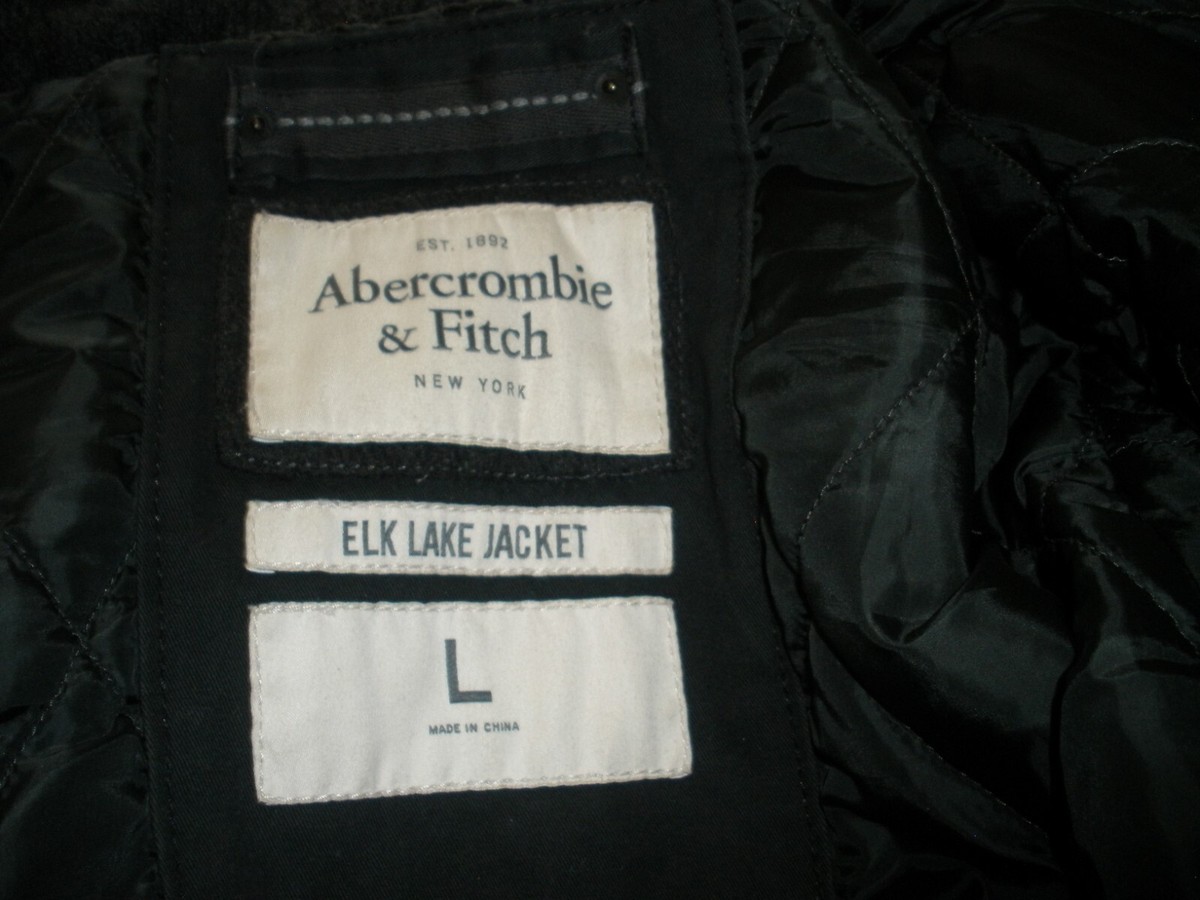 Abercrombie Fitch Mens Elk Lake Jacket Quilted Lined Wool Full Zip