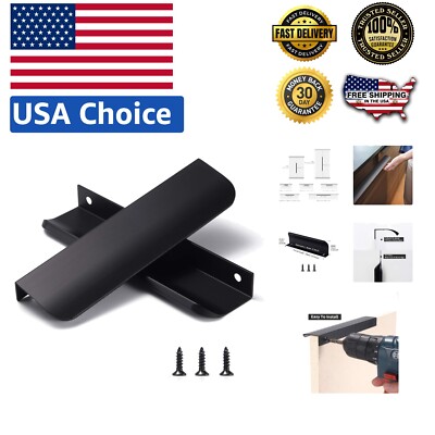Modern Matte Black Finger Pulls - 10 Pack Aluminum Cabinet Handles 4.72''