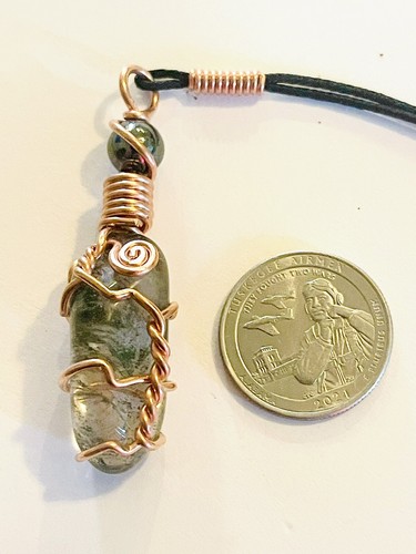Included Quartz Crystal Wire Wrap Pendant Copper Chakra Necklace Wire Jewelry