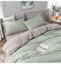 NEW Yougai Duvet Covers Queen Size, Bed Sheets Set, Green and Grey