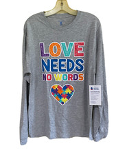 Autism Speaks NWT Long-Sleeve Tshirt Love Needs No Words Unisex Medium Awareness