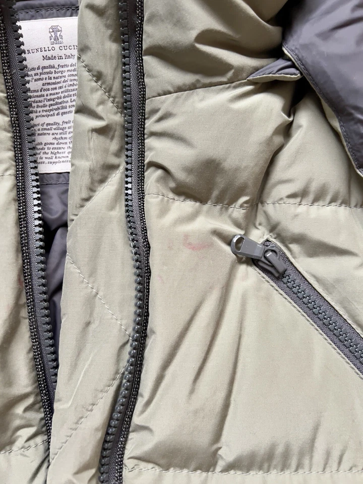 Jaqueta acolchoada Brunello Cucinelli feminina cáqui verde/cinza UE40 Reino Unido 12 - Imagem 4 de 4