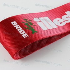 1x Jdm Bride Illest Racing Drift Rally Car Tow Towing Strap Belt Hook - Red