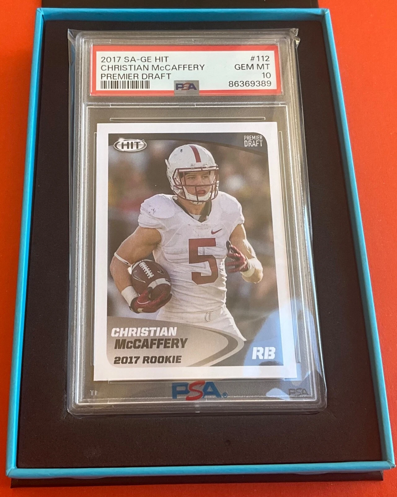Christian McCaffrey SA-GE Hit Premier Draft #112 Red