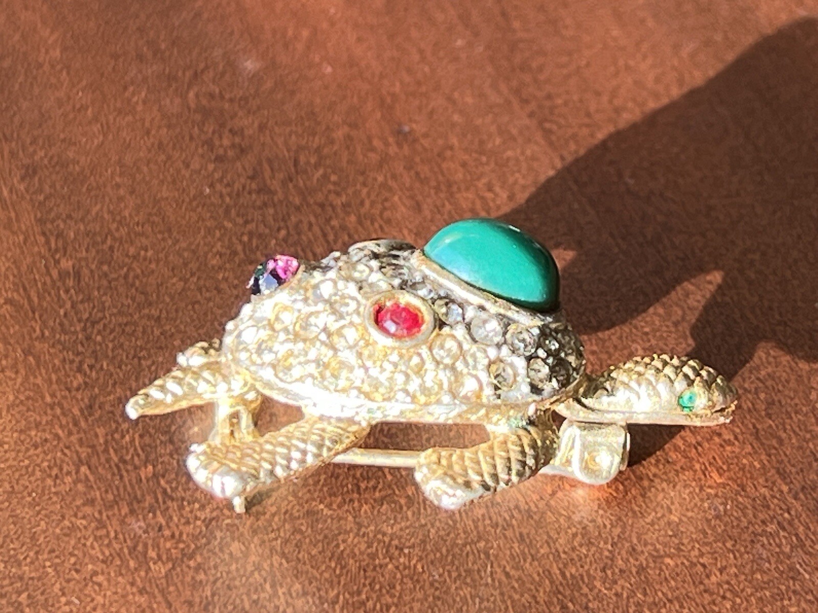 Signed SPHINX Multicolor Cabochon Rhinestone Turt… - image 4